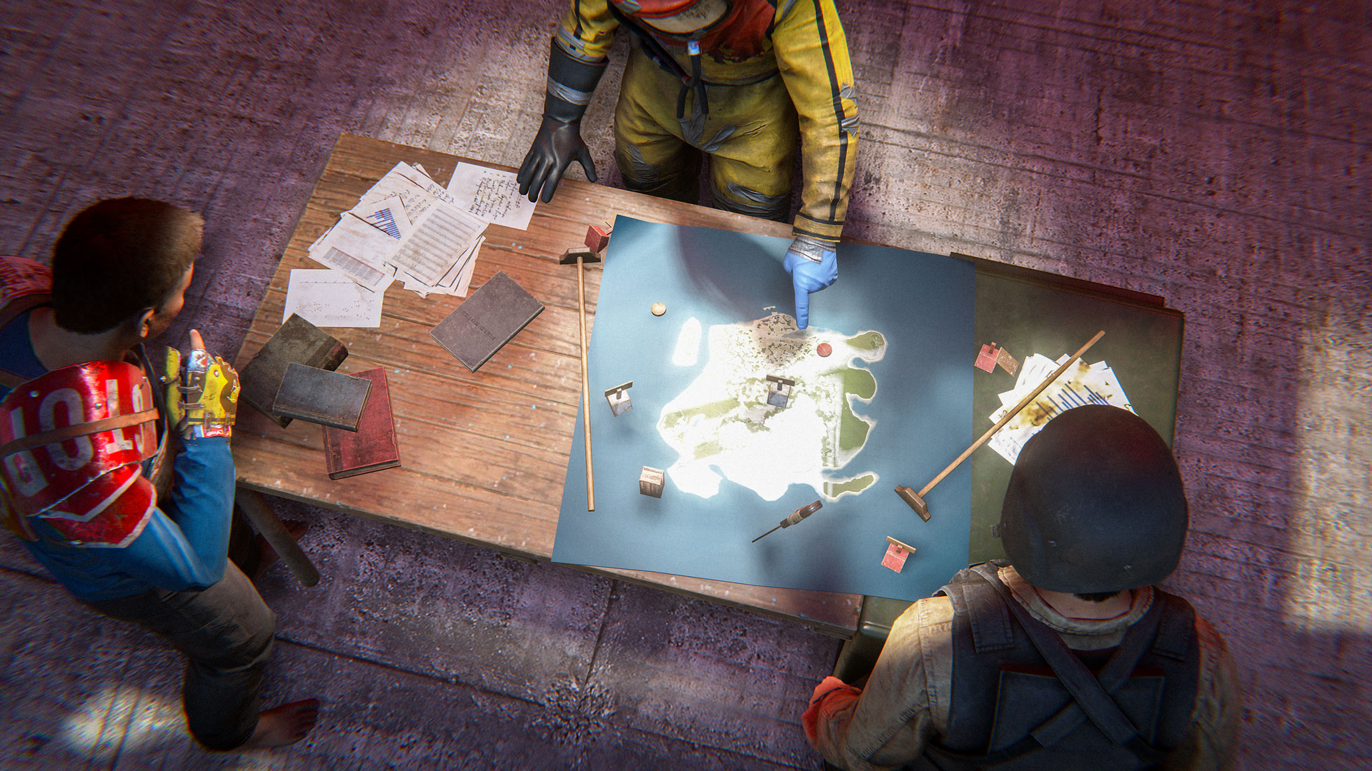 Рабочий стол с картой Rust вид сверху